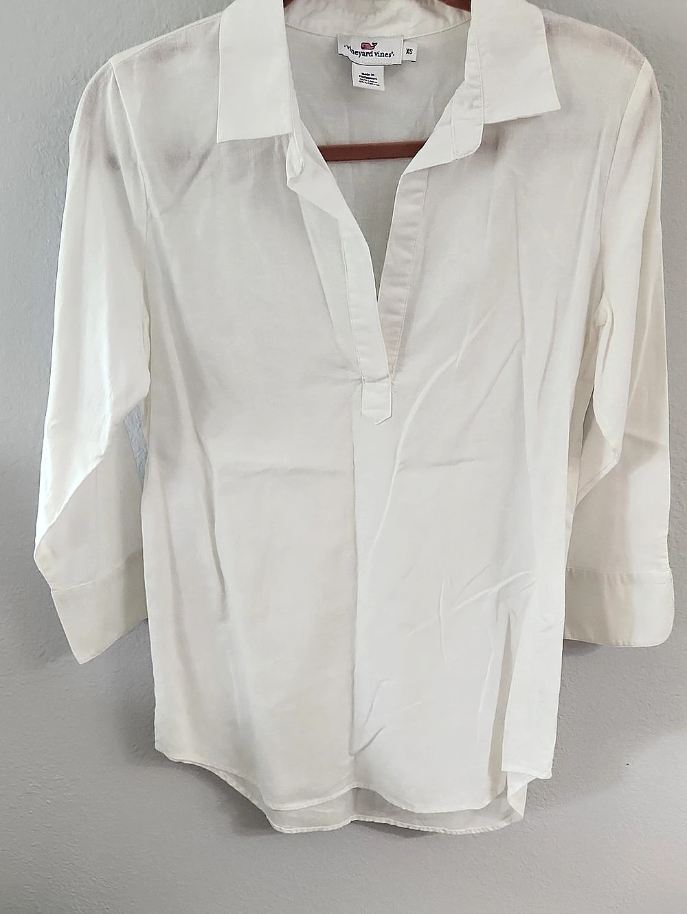Vineyard Vines Linen Cotton Collared Tunic in White Size XS Like New